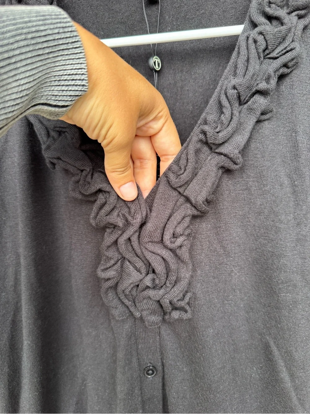 Talbots Black Knit Cardigan with Logo Button